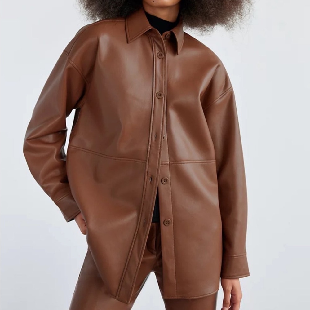 Babaton
Pelli Shirt Jacket
Retail for $168 
VEGAN LEATHER